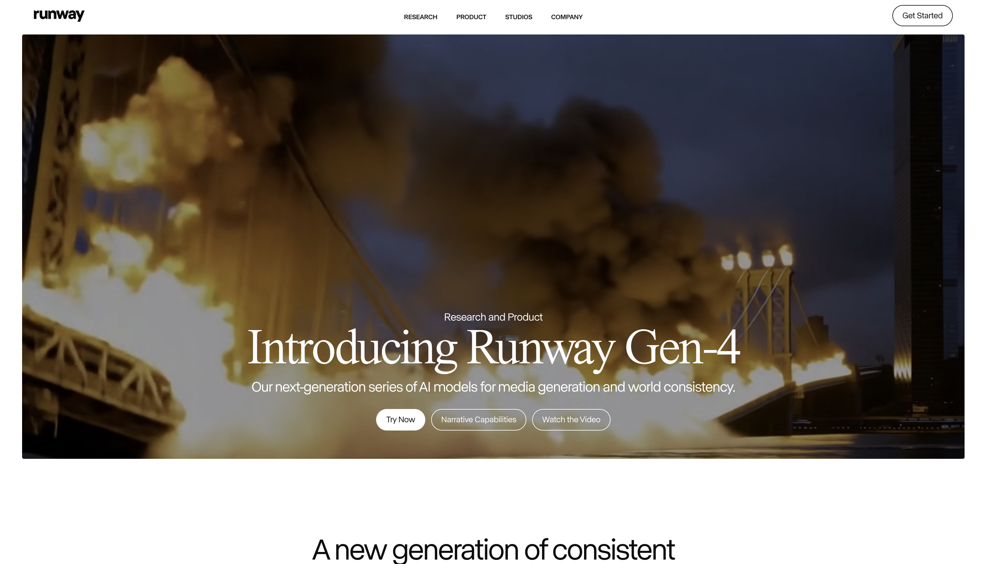 Visually impressive AI-generated video clip from Runway